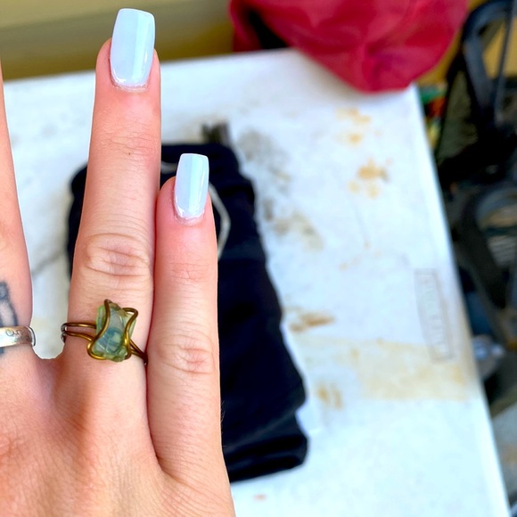 Custom ring made of beach glass from Lake Michigan - Picture 1 of 2